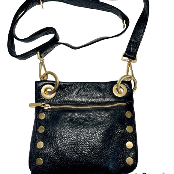 Hammitt Handbags - HAMMITT Small Tony Black Leather With Brushed Gold Hardware Crossbody Bag